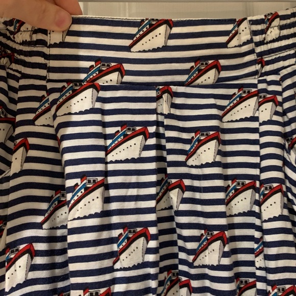 Vintage Striped Midi Skirt with cruise ships - Picture 4 of 5